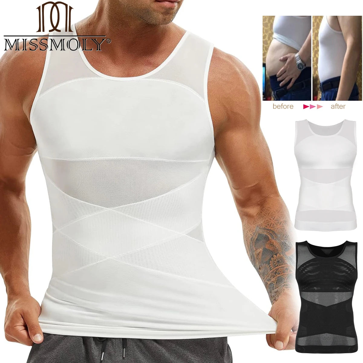 Men's Compression Shapewear Tank – Slimming Tummy Control Vest