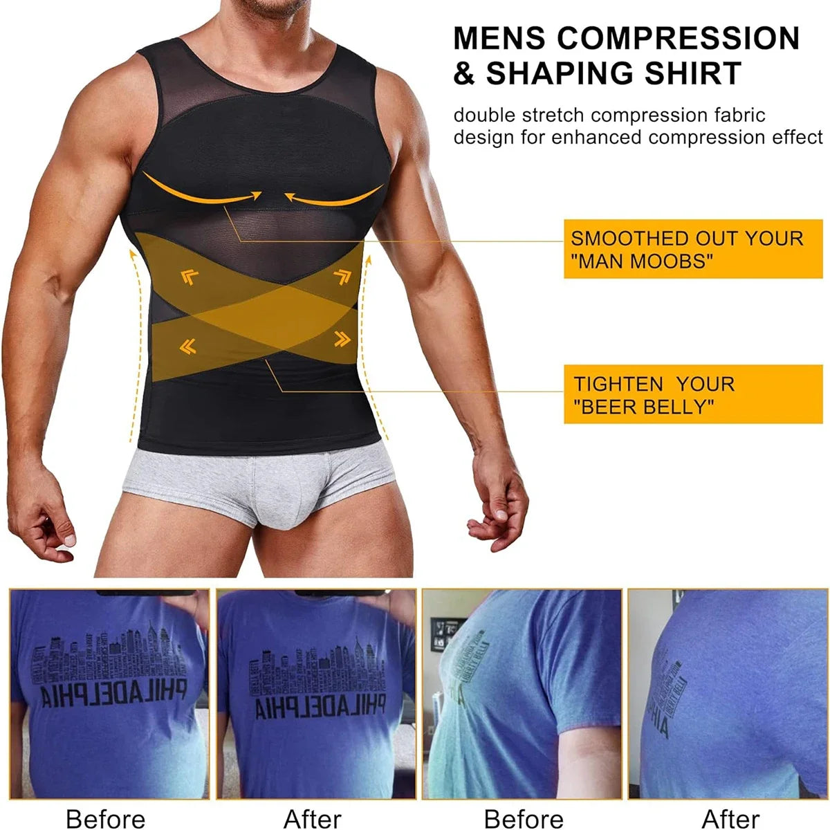 Men's Compression Shapewear Tank – Slimming Tummy Control Vest